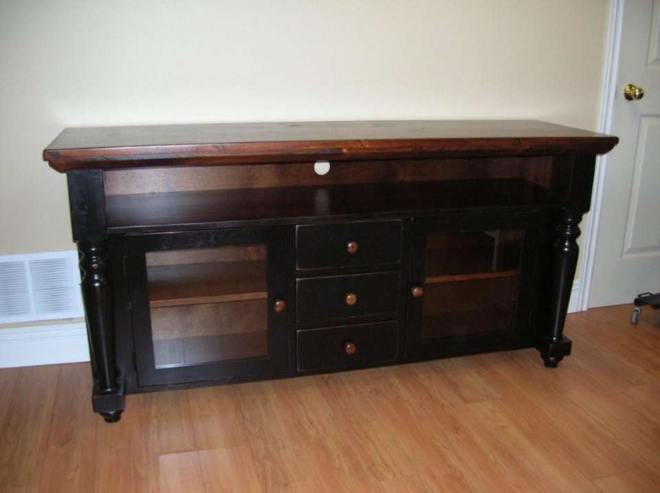 Rustic Pine Bevel Top Entertainment Unit