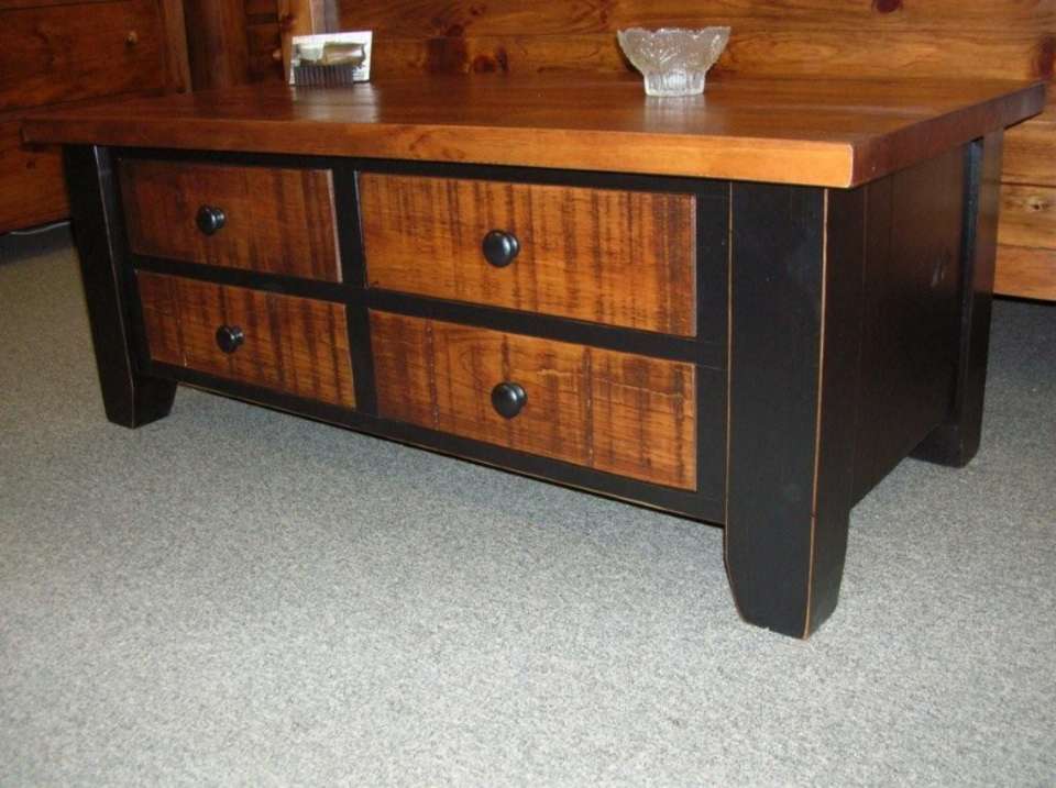 Rough Sawn 4 Drawer Pine Coffee Table