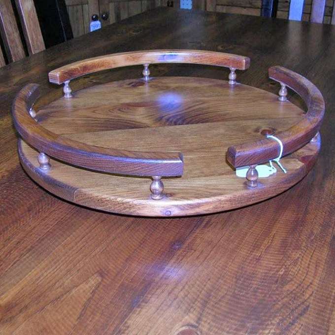 Pine Lazy Susan With Rail