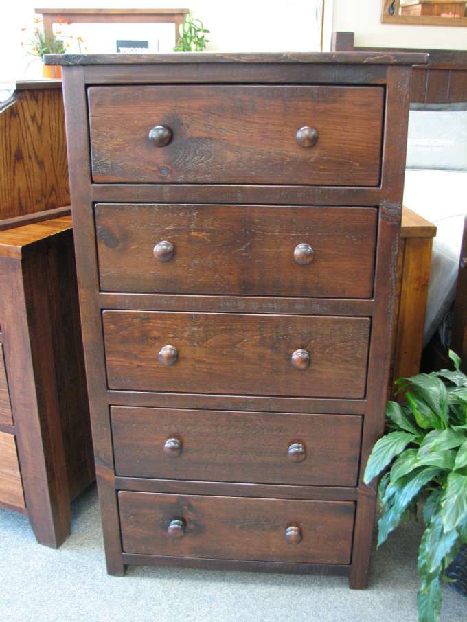 Rustic Pine Timber Frame 5 drawer Highboy