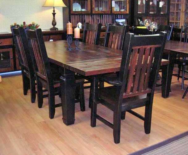 Paul Bunyan Rough Sawn Pine Harvest Table Set