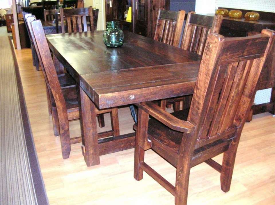 Rough Sawn Wormy Maple Yukon Turnbuckle 7 piece Table Set