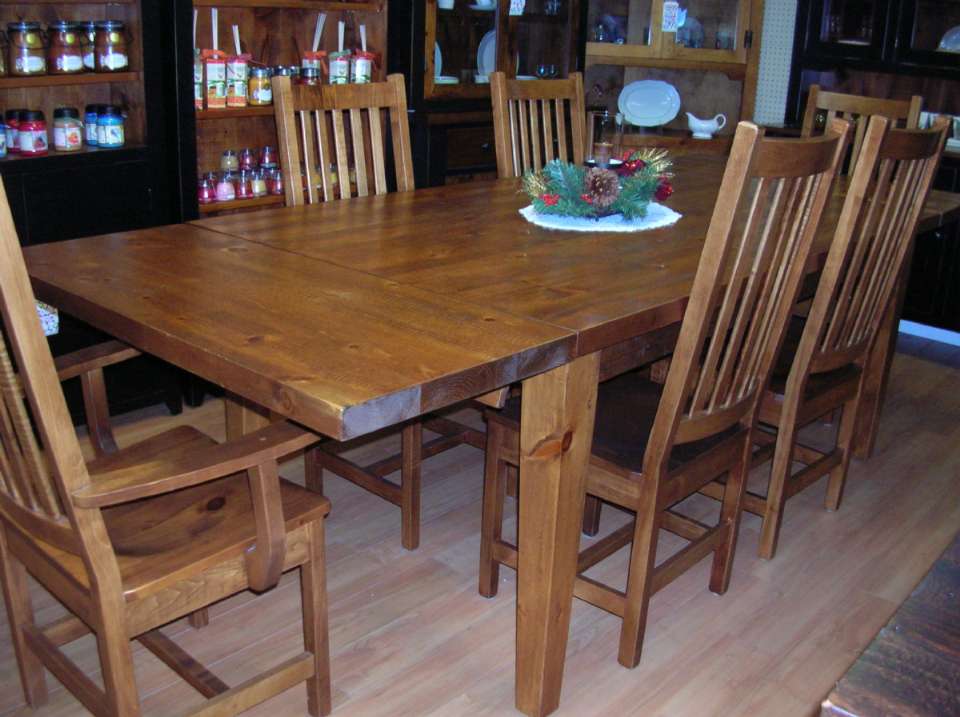 Rough Sawn Pine 7 Piece Harvest Dining Set